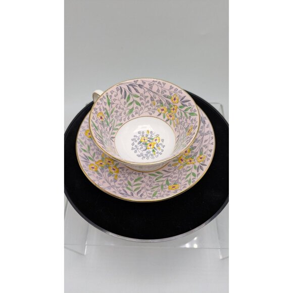 Rosina Wide Mouth Teacup & Saucer Set Floral Pattern & Gold Trim Bone China - Picture 8 of 16